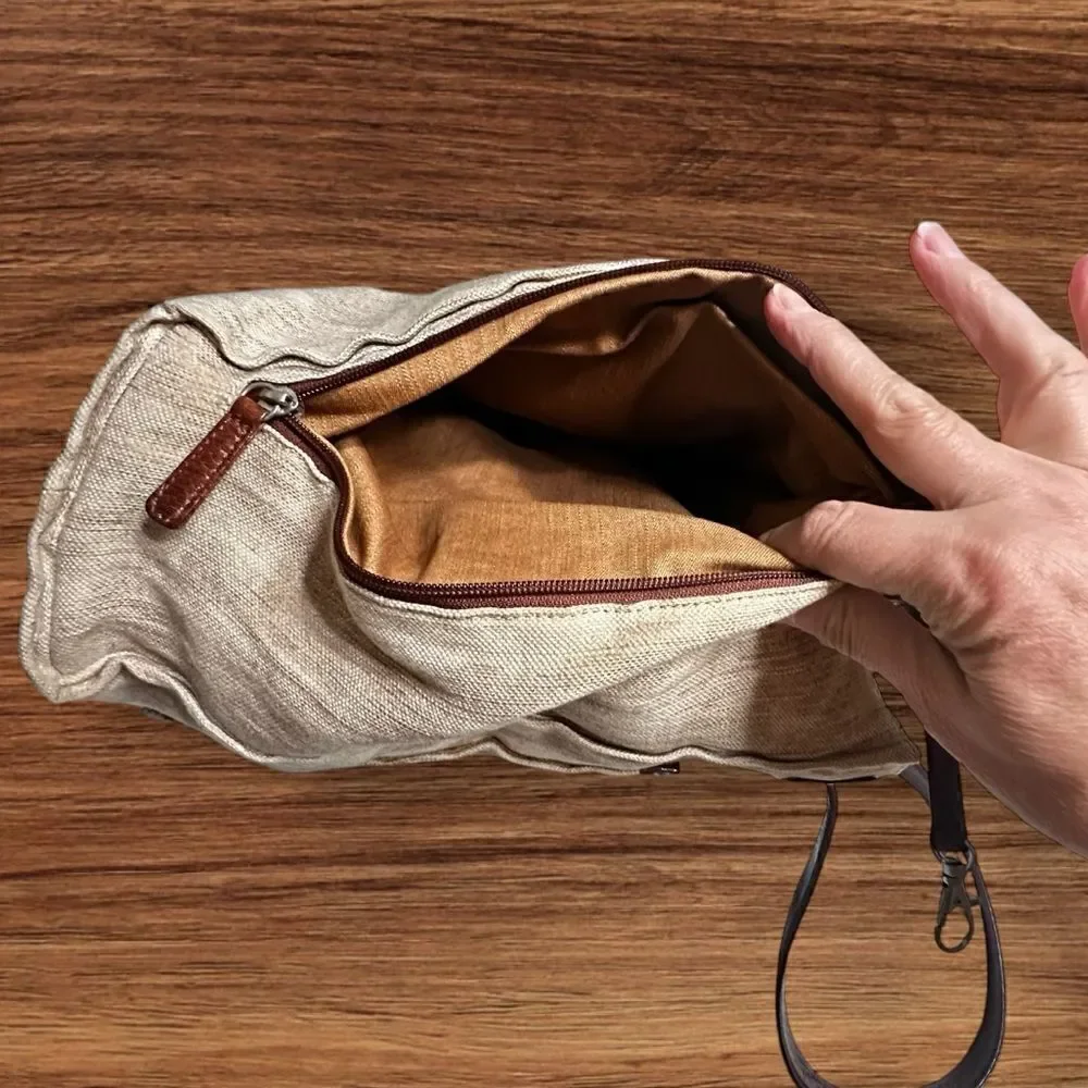 Osgoode Marley Beige Camo Canvas and Leather Messenger Shoulder Bag